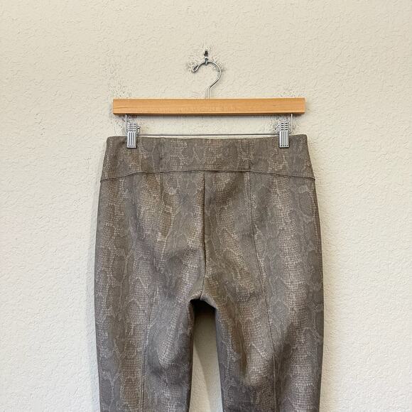 ANTHROPOLOGIE Pants Taupe Snakeskin Animal Pull On Ankle Zip Skinny - Picture 7 of 14